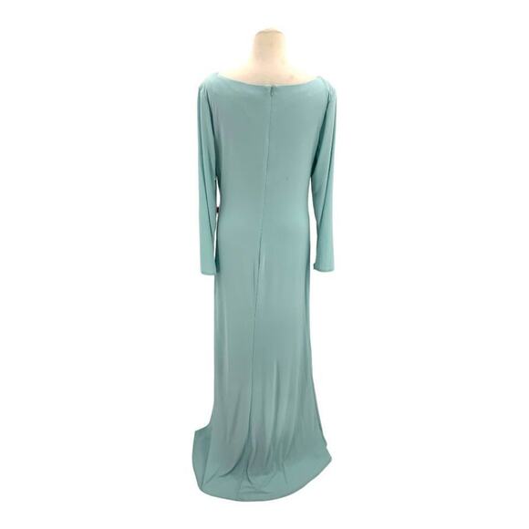 Ieena For Mac Duggal Blue Long Sleeve Jersey Sheath Gown Size 12 NWT $348 MSRP - Picture 6 of 9